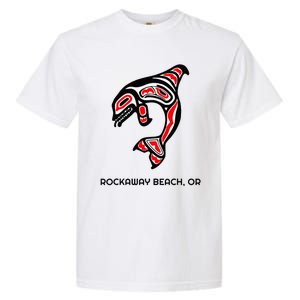 Rockaway Beach Oregon Native American Orca Killer Whale Garment-Dyed Heavyweight T-Shirt