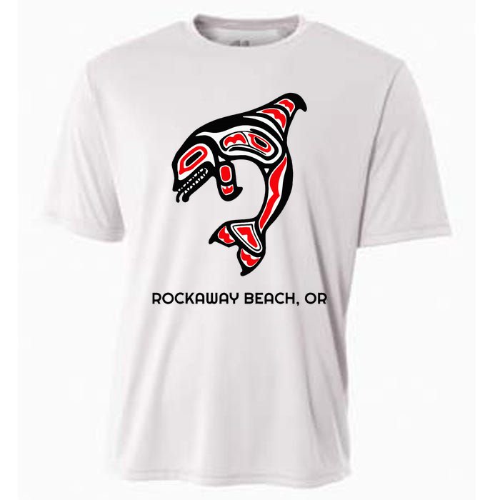 Rockaway Beach Oregon Native American Orca Killer Whale Cooling Performance Crew T-Shirt