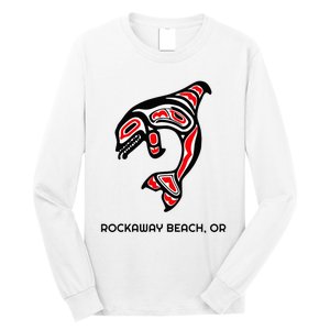 Rockaway Beach Oregon Native American Orca Killer Whale Long Sleeve Shirt