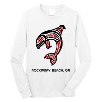 Rockaway Beach Oregon Native American Orca Killer Whale Long Sleeve Shirt