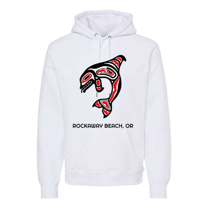 Rockaway Beach Oregon Native American Orca Killer Whale Premium Hoodie