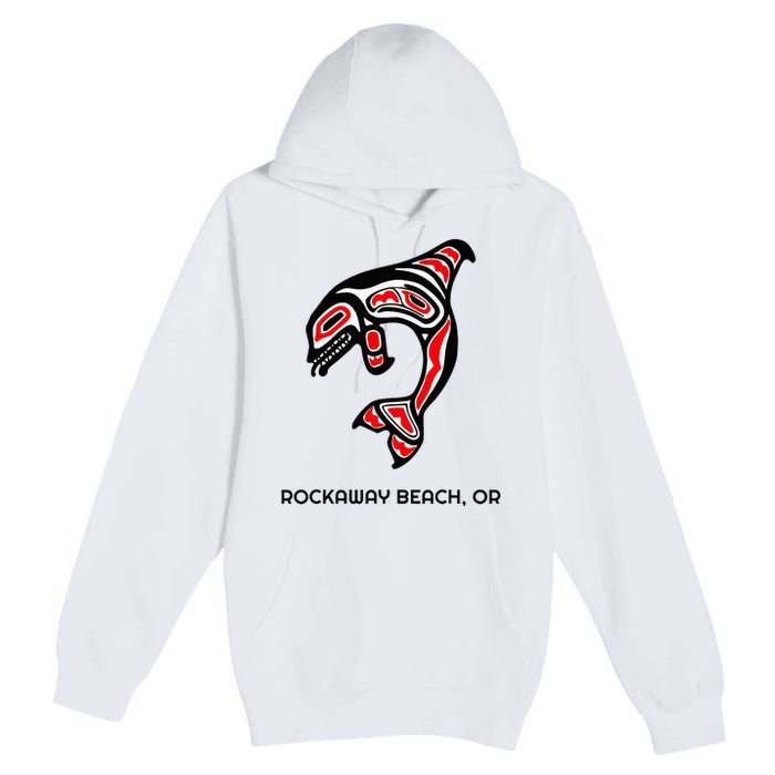 Rockaway Beach Oregon Native American Orca Killer Whale Premium Pullover Hoodie