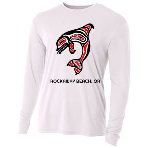 Rockaway Beach Oregon Native American Orca Killer Whale Cooling Performance Long Sleeve Crew