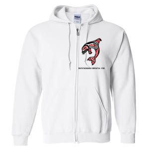 Rockaway Beach Oregon Native American Orca Killer Whale Full Zip Hoodie