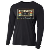 Retro Best Of 1980 Mixtape Vintage 44th Birthday Cassette Cooling Performance Long Sleeve Crew