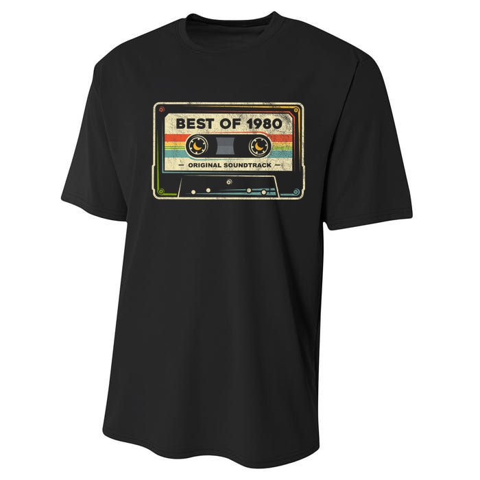 Retro Best Of 1980 Mixtape Vintage 44th Birthday Cassette Performance Sprint T-Shirt