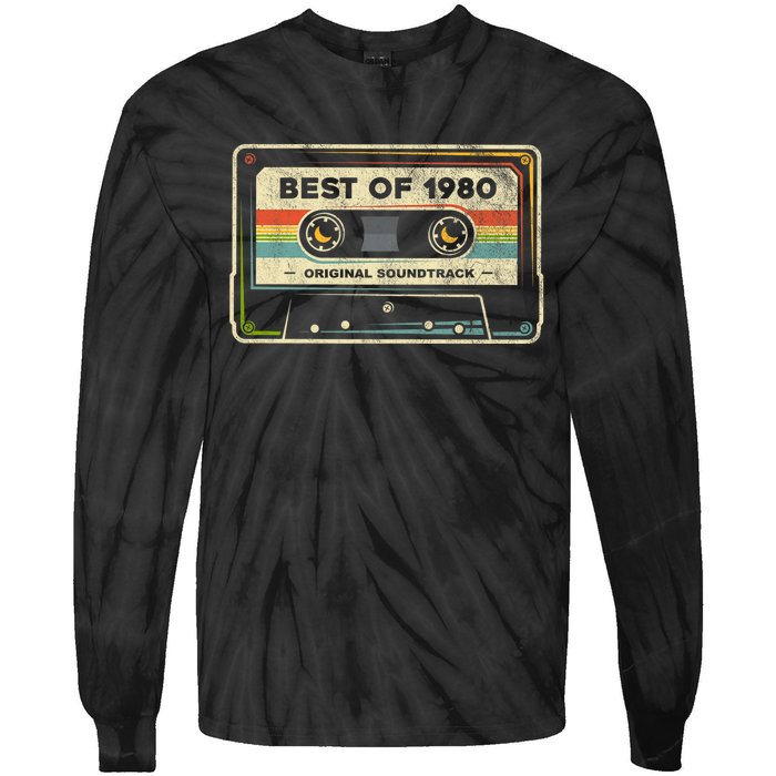 Retro Best Of 1980 Mixtape Vintage 44th Birthday Cassette Tie-Dye Long Sleeve Shirt