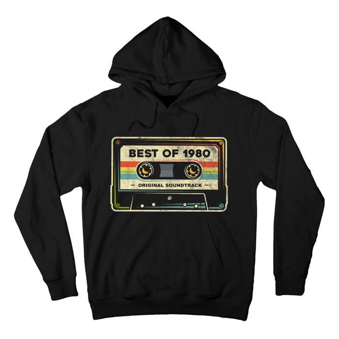 Retro Best Of 1980 Mixtape Vintage 44th Birthday Cassette Tall Hoodie