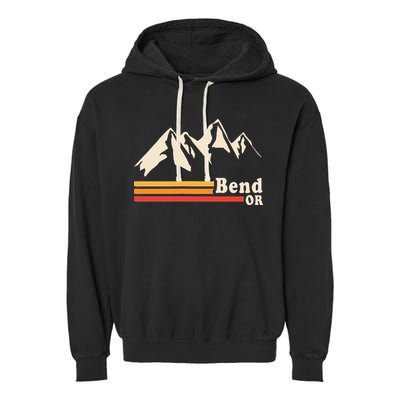 Retro Bend Oregon Mountains Garment-Dyed Fleece Hoodie