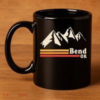 Retro Bend Oregon Mountains 11oz C Handle Ceramic Mug