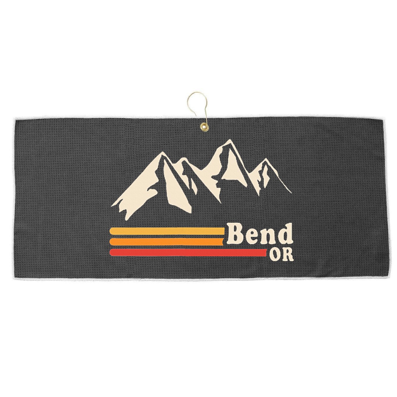 Retro Bend Oregon Mountains Large Microfiber Waffle Golf Towel