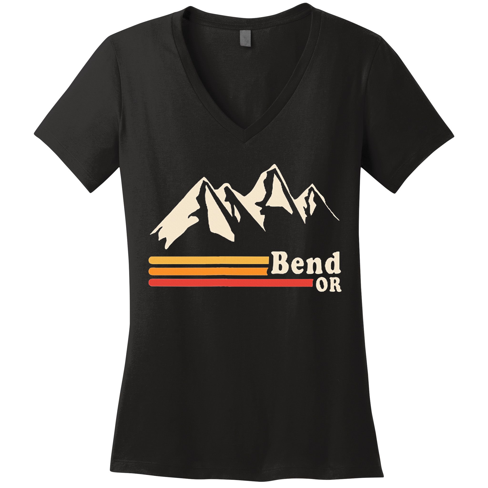 Retro Bend Oregon Mountains Women's V-Neck T-Shirt