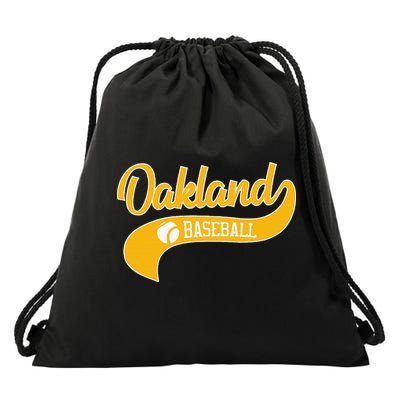 Retro Baseball Oakland Vintage Swoosh Drawstring Bag