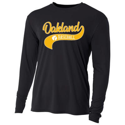 Retro Baseball Oakland Vintage Swoosh Cooling Performance Long Sleeve Crew