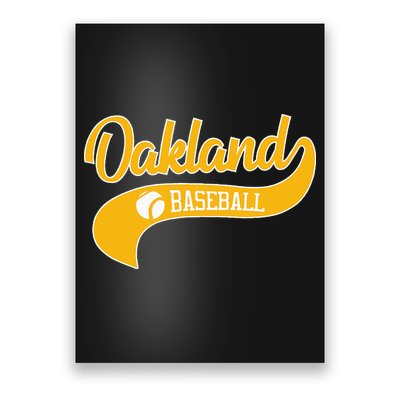 Retro Baseball Oakland Vintage Swoosh Poster