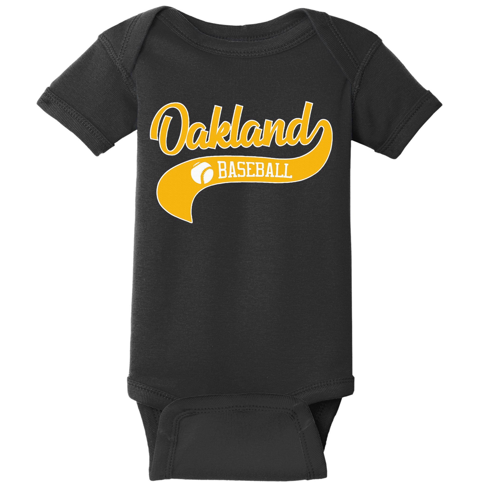 Retro Baseball Oakland Vintage Swoosh Baby Bodysuit