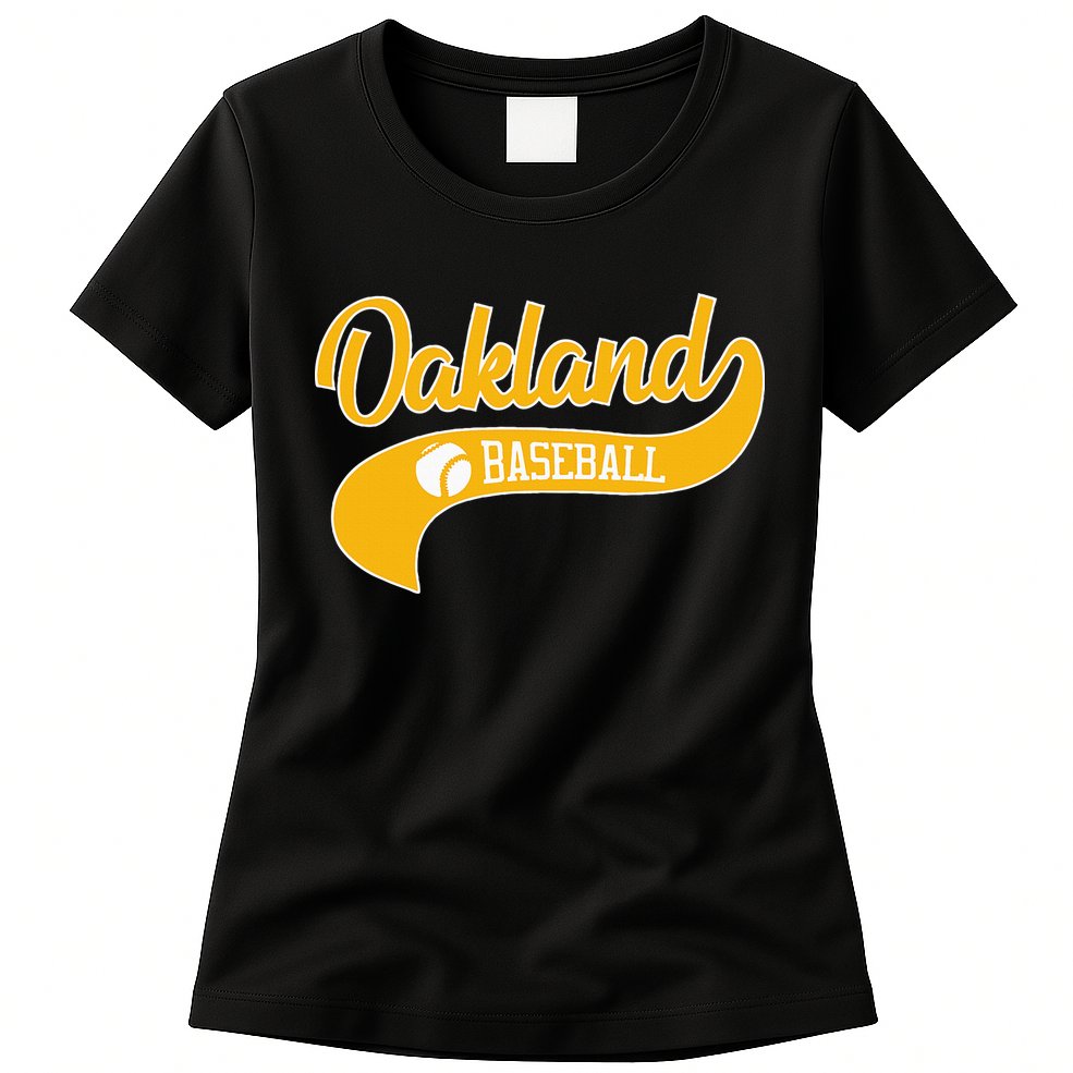Retro Baseball Oakland Vintage Swoosh Womens T-Shirt