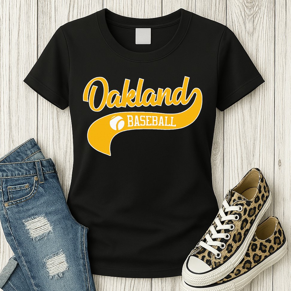 Retro Baseball Oakland Vintage Swoosh Womens T-Shirt