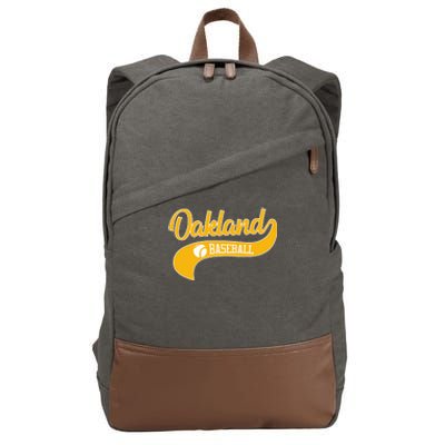 Retro Baseball Oakland Vintage Swoosh Cotton Canvas Backpack