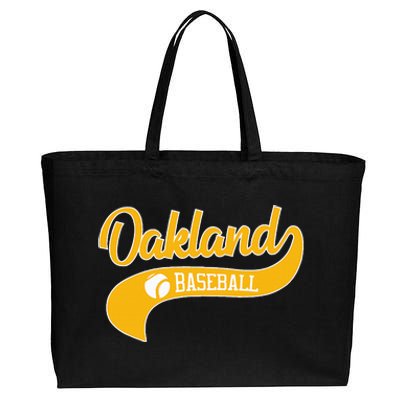 Retro Baseball Oakland Vintage Swoosh Cotton Canvas Jumbo Tote