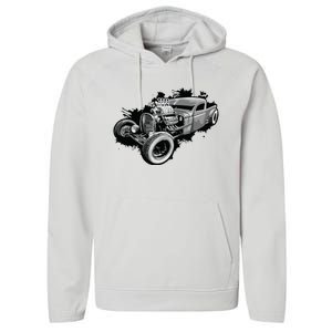 Rust Bucket Outline Funny Hot Retro Rod Diesel Cars Gift Men Performance Fleece Hoodie