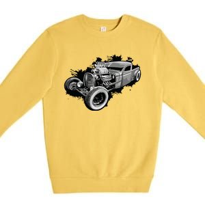 Rust Bucket Outline Funny Hot Retro Rod Diesel Cars Gift Men Premium Crewneck Sweatshirt