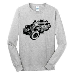 Rust Bucket Outline Funny Hot Retro Rod Diesel Cars Gift Men Tall Long Sleeve T-Shirt