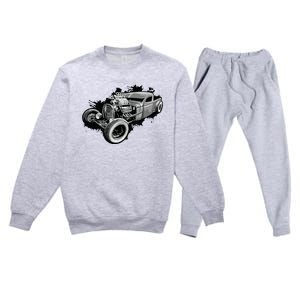 Rust Bucket Outline Funny Hot Retro Rod Diesel Cars Gift Men Premium Crewneck Sweatsuit Set