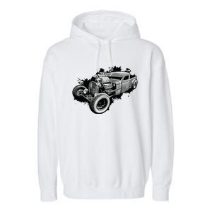 Rust Bucket Outline Funny Hot Retro Rod Diesel Cars Gift Men Garment-Dyed Fleece Hoodie