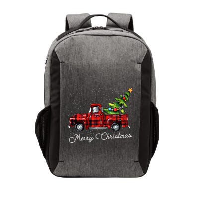 Red Buffalo Plaid Pickup Truck With Tree Merry Christmas Vector Backpack