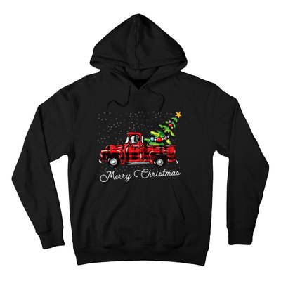 Red Buffalo Plaid Pickup Truck With Tree Merry Christmas Hoodie