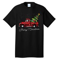 Red Buffalo Plaid Pickup Truck With Tree Merry Christmas Tall T-Shirt