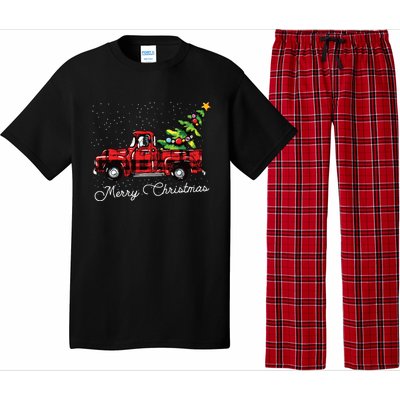 Red Buffalo Plaid Pickup Truck With Tree Merry Christmas Pajama Set