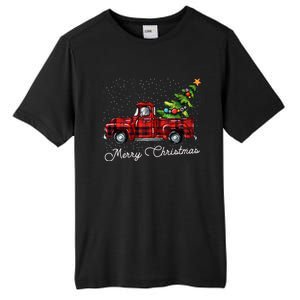 Red Buffalo Plaid Pickup Truck With Tree Merry Christmas Cute Gift Tall Fusion ChromaSoft Performance T-Shirt