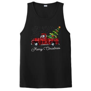 Red Buffalo Plaid Pickup Truck With Tree Merry Christmas Cute Gift PosiCharge Competitor Tank