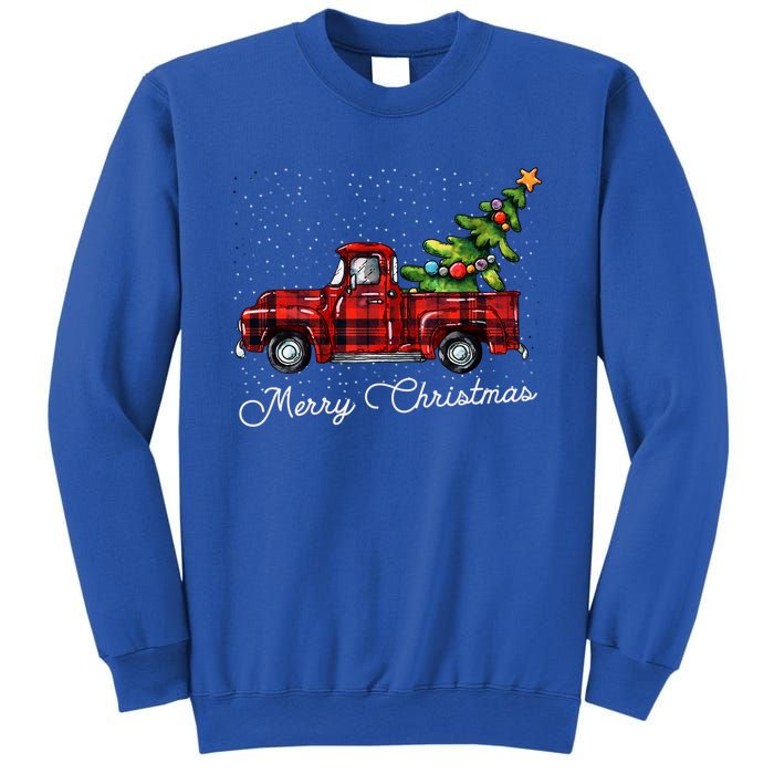 Red Buffalo Plaid Pickup Truck With Tree Merry Christmas Cute Gift Sweatshirt