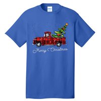 Red Buffalo Plaid Pickup Truck With Tree Merry Christmas Cute Gift Tall T-Shirt