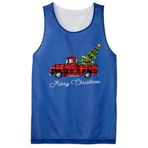 Red Buffalo Plaid Pickup Truck With Tree Merry Christmas Cute Gift Mesh Reversible Basketball Jersey Tank