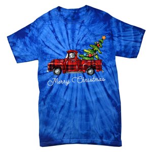 Red Buffalo Plaid Pickup Truck With Tree Merry Christmas Cute Gift Tie-Dye T-Shirt