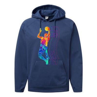 Retro Basketball Player Gift Performance Fleece Hoodie