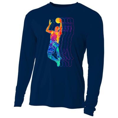 Retro Basketball Player Gift Cooling Performance Long Sleeve Crew