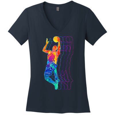 Retro Basketball Player Gift Women's V-Neck T-Shirt