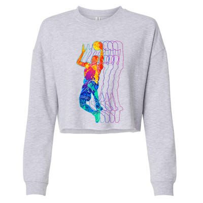 Retro Basketball Player Gift Cropped Pullover Crew