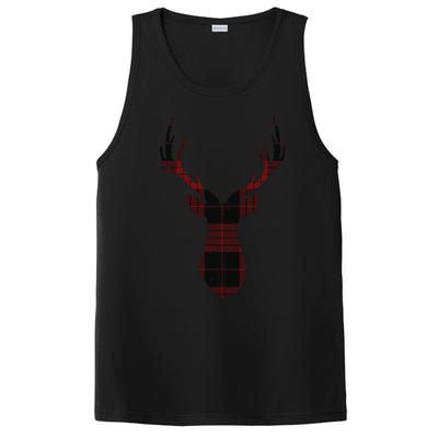 Rustic Buffalo Plaid Red Christmas Reindeer Folksy Xmas Gift Funny Gift PosiCharge Competitor Tank