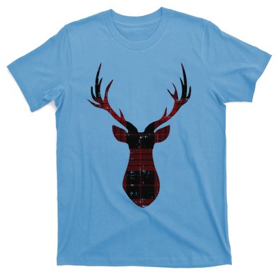 Rustic Buffalo Plaid Red Christmas Reindeer Folksy Xmas Gift Funny Gift T-Shirt