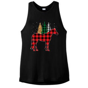 Red Buffalo Plaid Horse Tree Leopard Print Christmas Pajamas Ladies PosiCharge Tri-Blend Wicking Tank