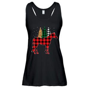 Red Buffalo Plaid Horse Tree Leopard Print Christmas Pajamas Ladies Essential Flowy Tank