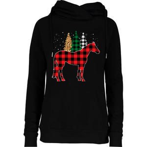 Red Buffalo Plaid Horse Tree Leopard Print Christmas Pajamas Womens Funnel Neck Pullover Hood