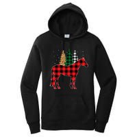 Red Buffalo Plaid Horse Tree Leopard Print Christmas Pajamas Women's Pullover Hoodie