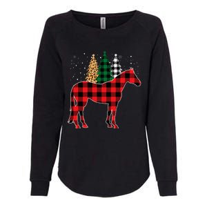 Red Buffalo Plaid Horse Tree Leopard Print Christmas Pajamas Womens California Wash Sweatshirt